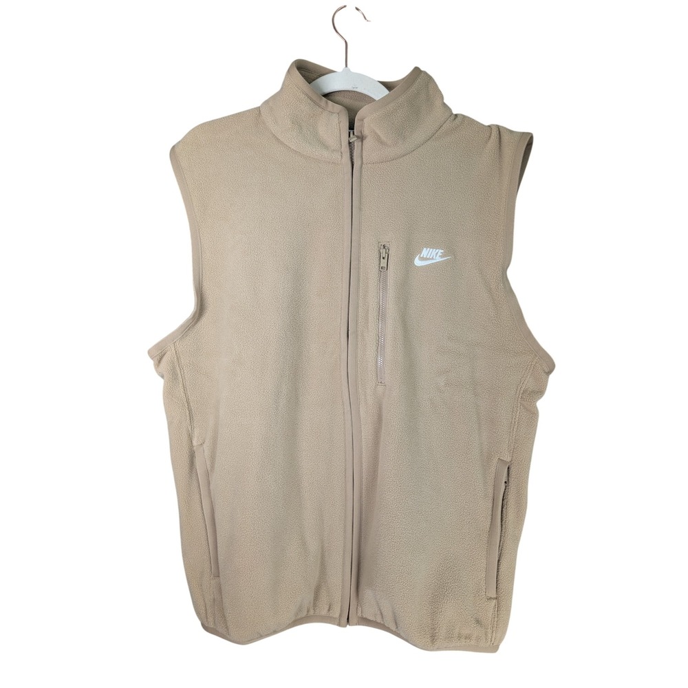 Nike Sportswear Club Winterized Fleece Vest Mens S Beige Loose Fi Therma-FIT NEW